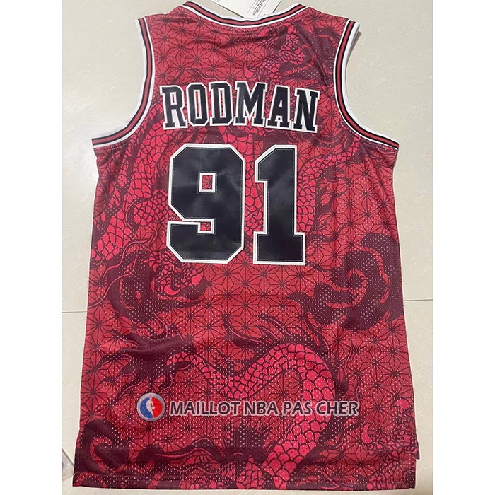 Maillot Chicago Bulls Dennis Rodman NO 91 Asian Heritage Throwback 1997-98 Rouge